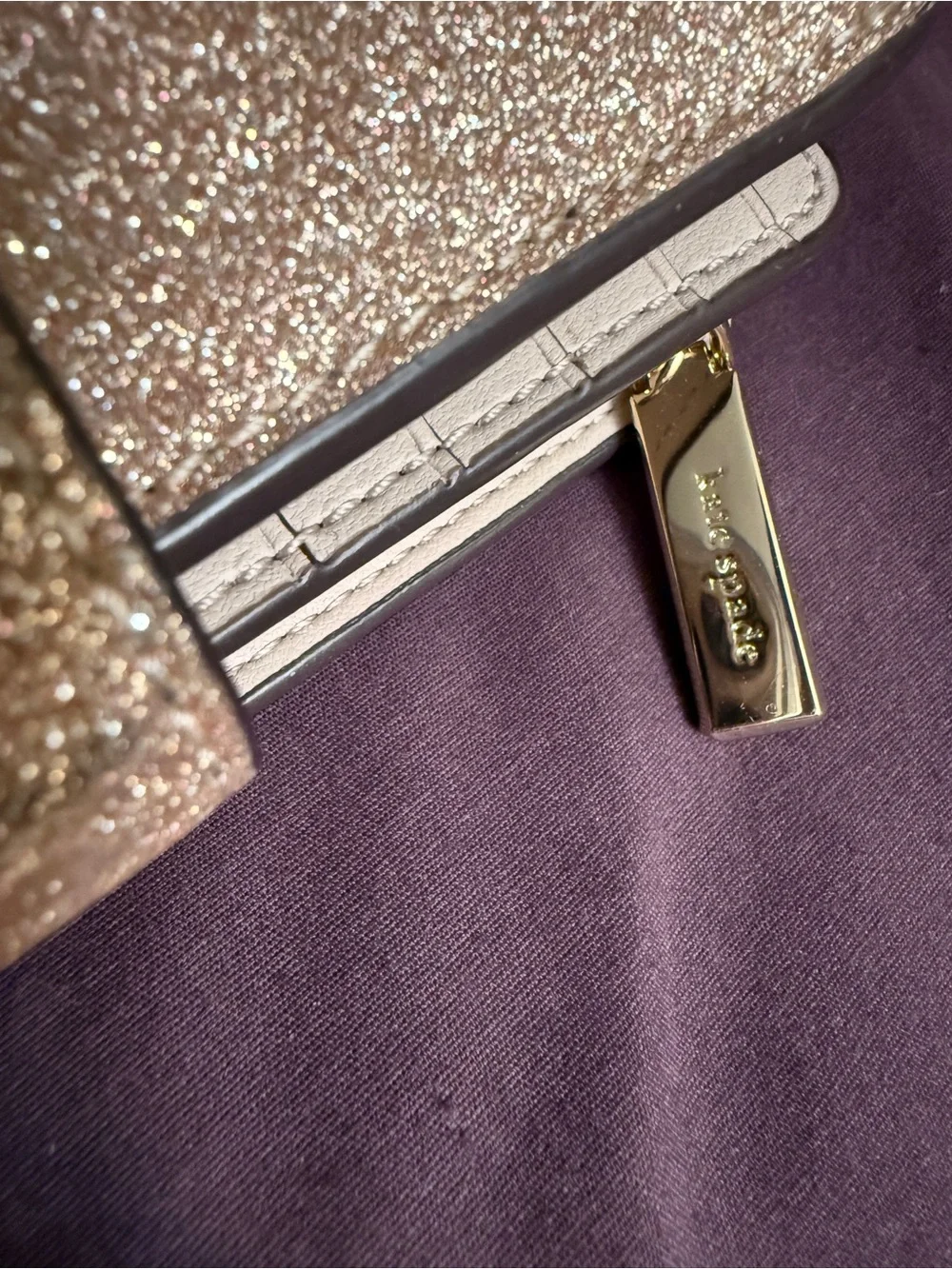 Kate Spade Medium Rose Gold Glitter Wallet - Picture 7 of 8